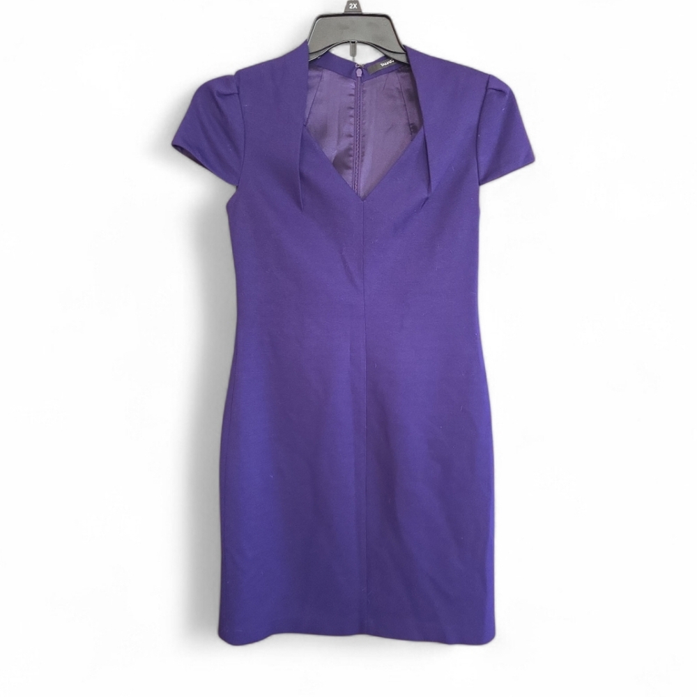 Tahari Deep Plum Purple V-neck Cap Sleeve Shift Dress Size 6